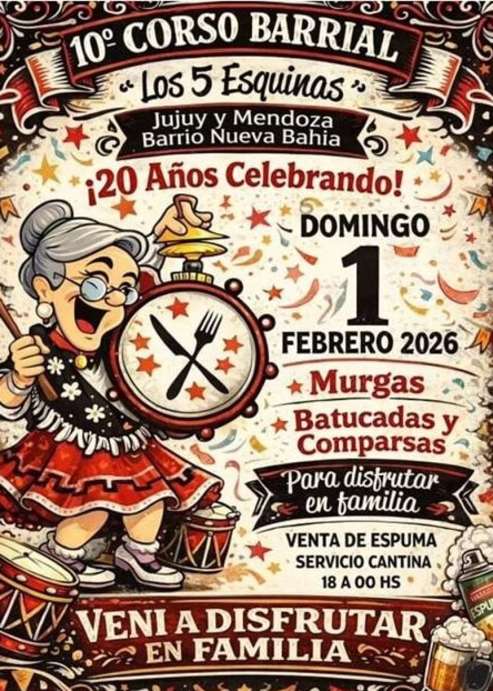 El Nueva Bahía se prepara para el 10° Corso Barrial “Los 5 Esquinas”