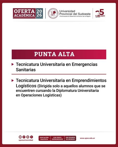 UPSO presenta su oferta académica 2026 en Punta Alta