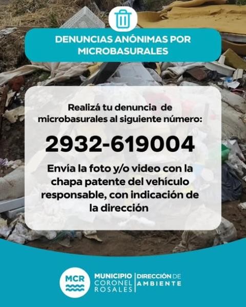 Coronel Rosales activa un sistema de denuncias para frenar los microbasurales
