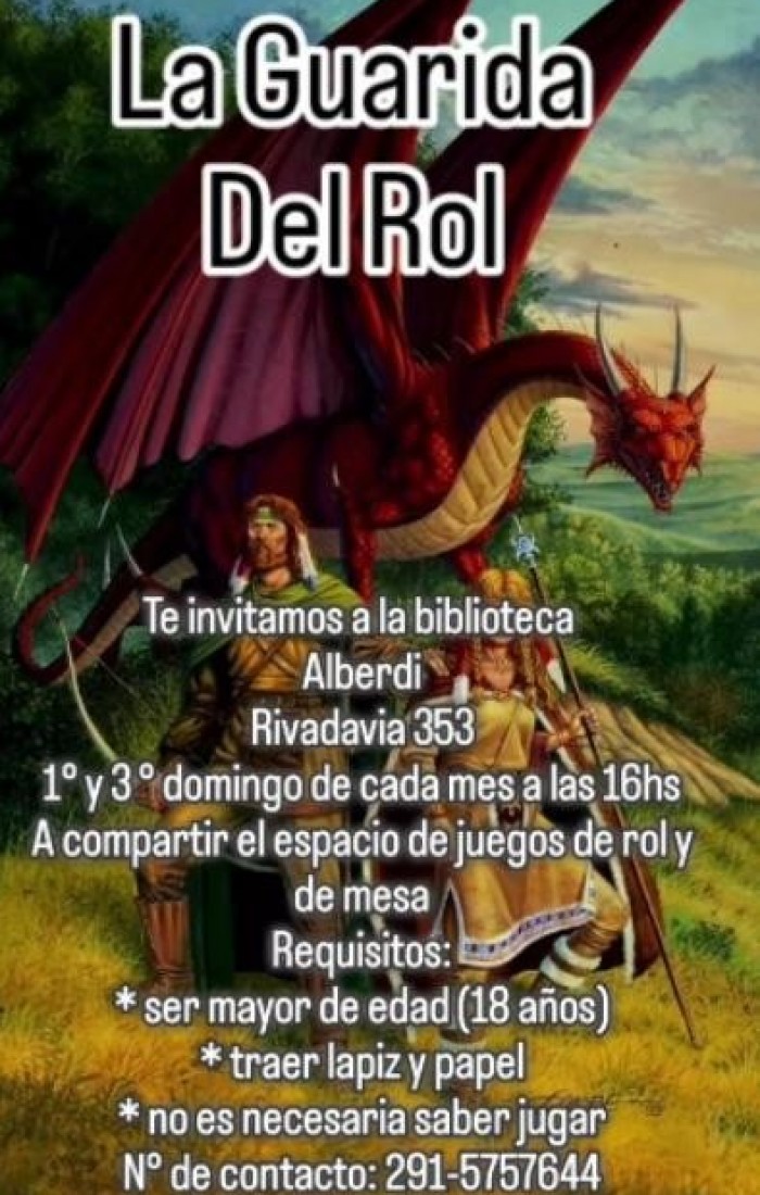 La Guarida del Rol regresa a la Biblioteca Popular Alberdi con jornadas abiertas a la comunidad