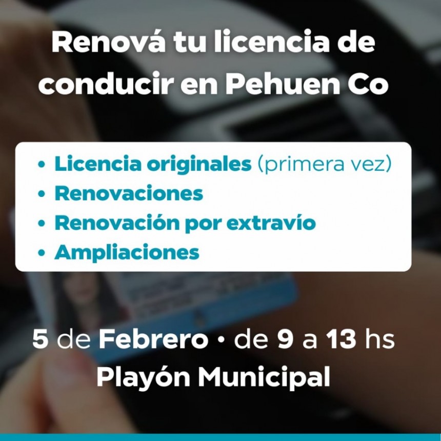 Jornada de tramitación de licencias de conducir en Pehuen Co