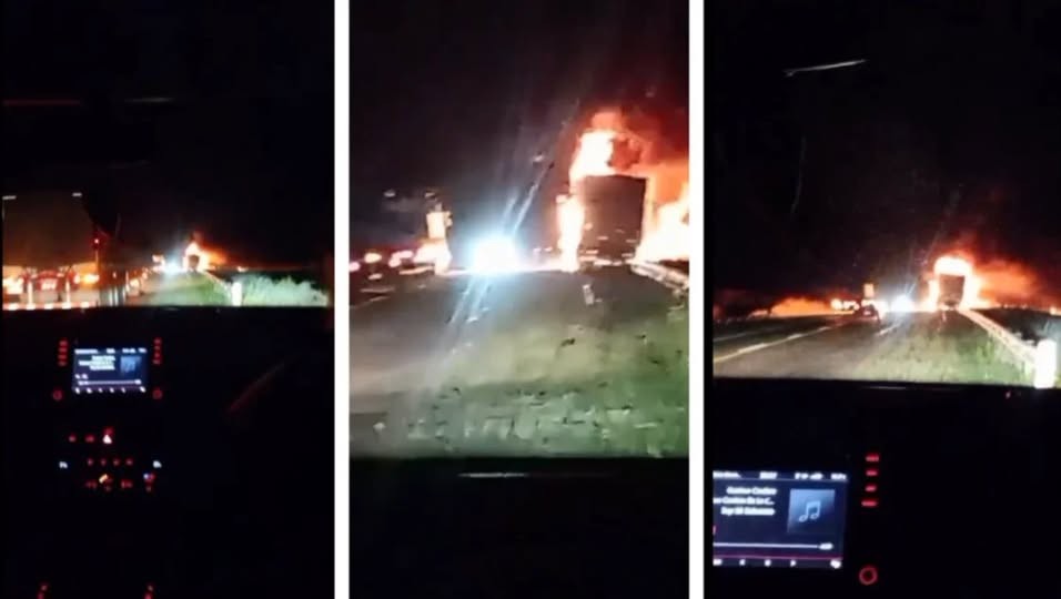 Villarino: un camión que salió de Bahía fue consumido por las llamas en plena Ruta 22