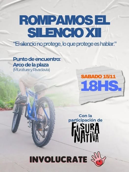 La ONG Involucrate organiza una bicicleteada para concientizar sobre el abuso infantil