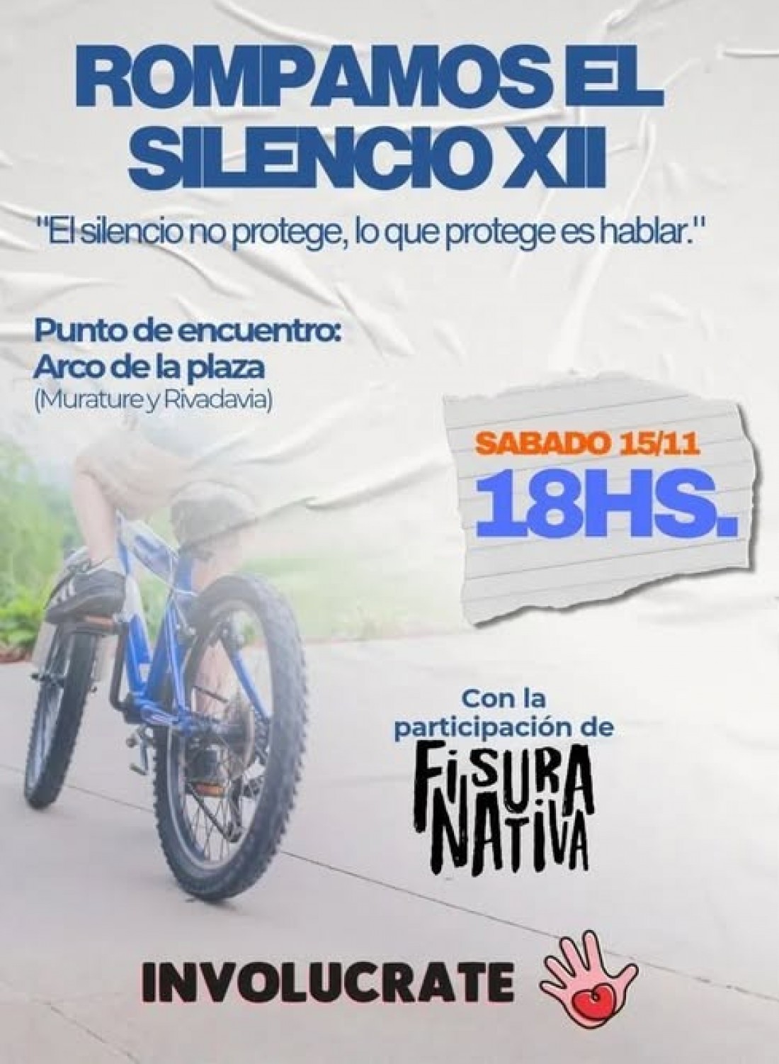 La ONG Involucrate organiza una bicicleteada para concientizar sobre el abuso infantil