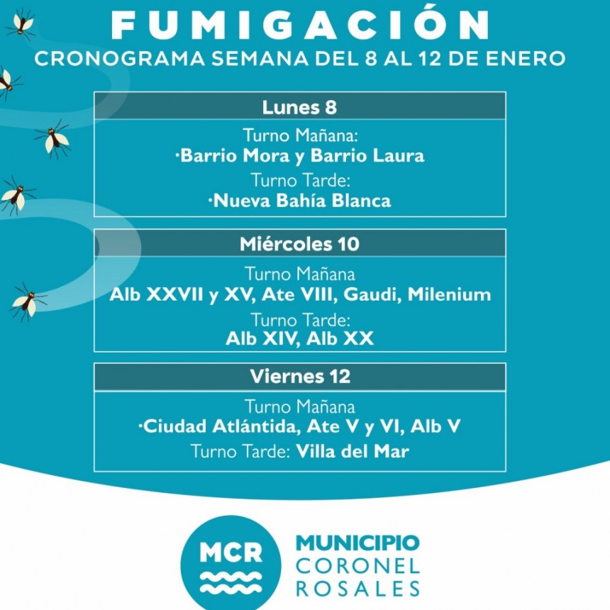CRONOGRAMA SEMANAL DE FUMIGACI&Oacute;N