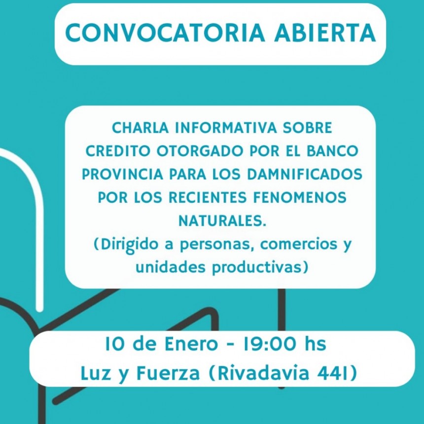 Creditos para damnificados por el temporal