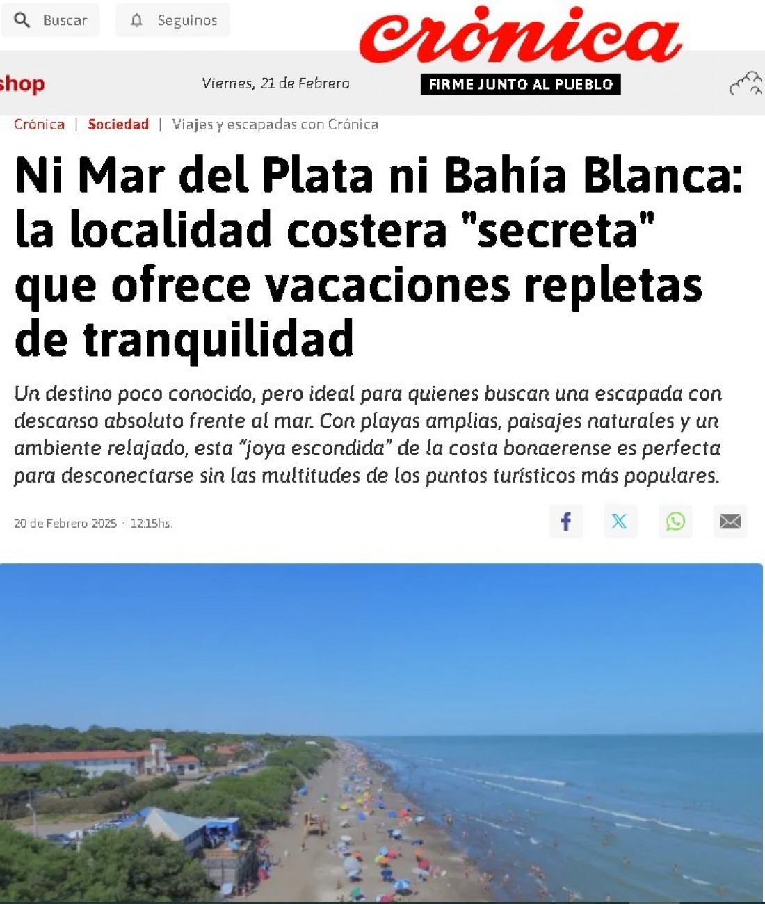 Ni Mar del Plata ni Bah&iacute;a Blanca: la localidad costera "secreta" que ofrece vacaciones repletas de tranquilidad