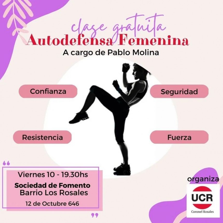 La UCR local invita a la comunidad a participar de una clase gratuita de  Autodefensa Femenina