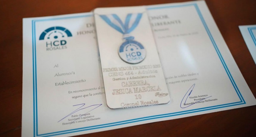 El Concejo Deliberante Reconocio a los Mejores promedios a&ntilde;o 2022