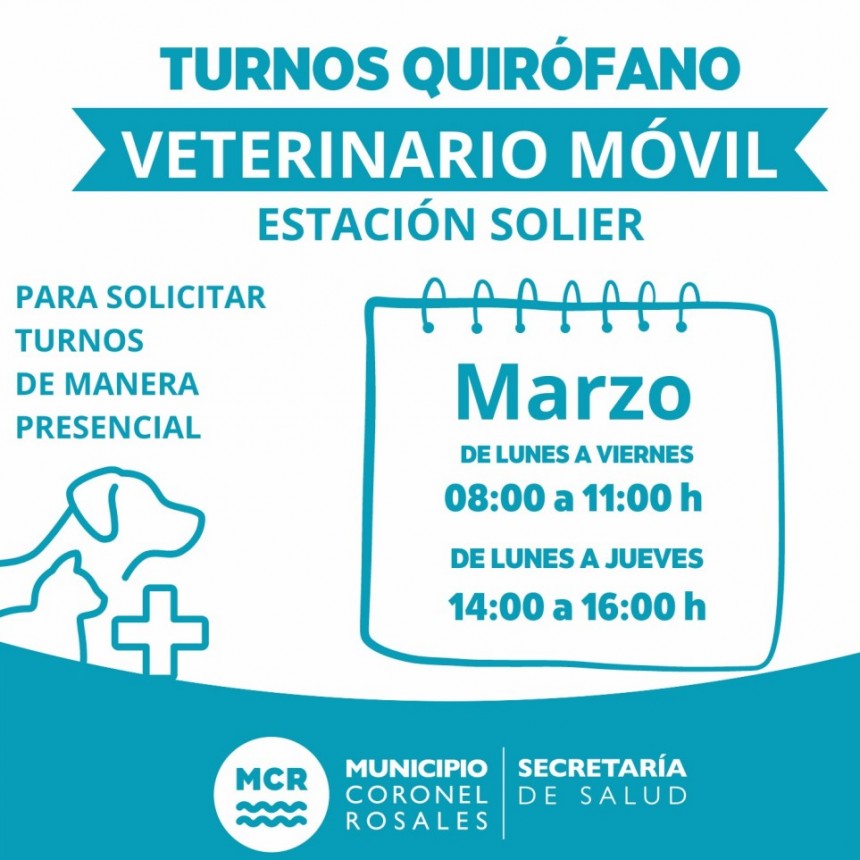 Turnos del Quirofano Veterinario m&oacute;vil en el mes de marzo