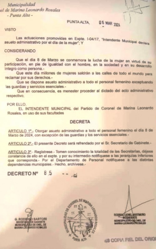 Asueto Administrativo por el Dia Internacional de la Mujer 