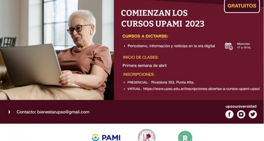 Estan abiertas las inscrpciones para los cursos presenciales de UPAMI para adultos mayores   