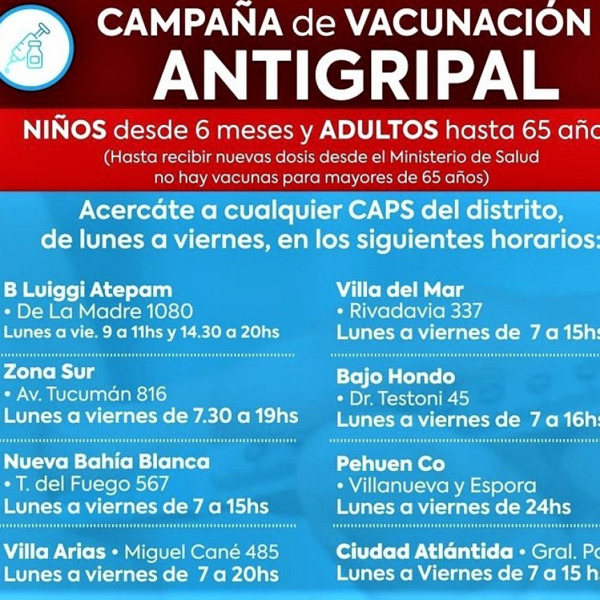 CAMPA&Ntilde;A DE VACUNACION ANTIGRIPAL EN EL DISTRITO