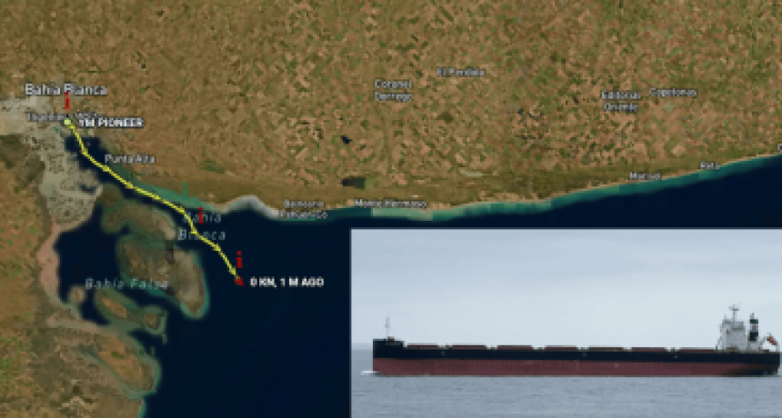 Granelero encalla en canal de navegaci&oacute;n cercano al Puerto de Bah&iacute;a Blanca