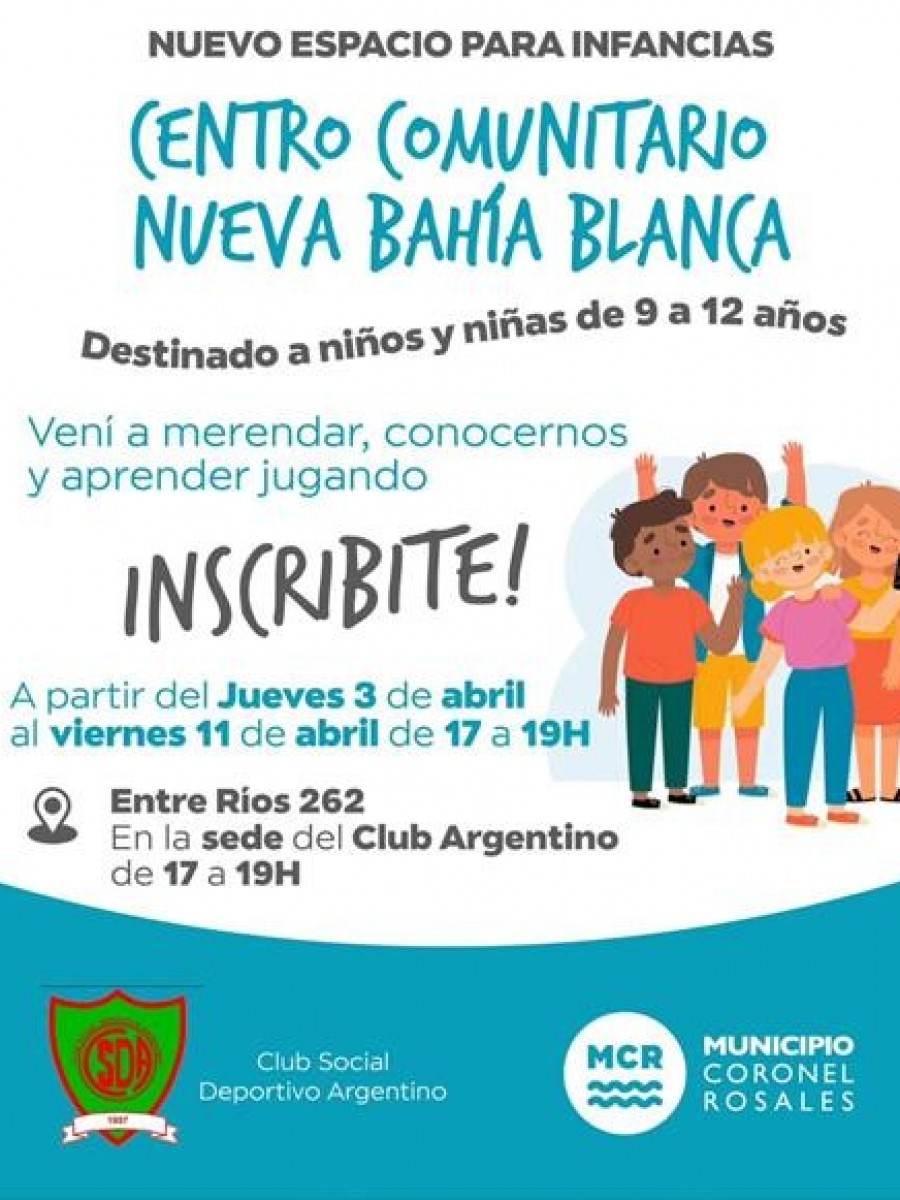 Esta abierta la inscripci&oacute;n para el nuevo Centro Comunitario en Nueva Bah&iacute;a Blanca