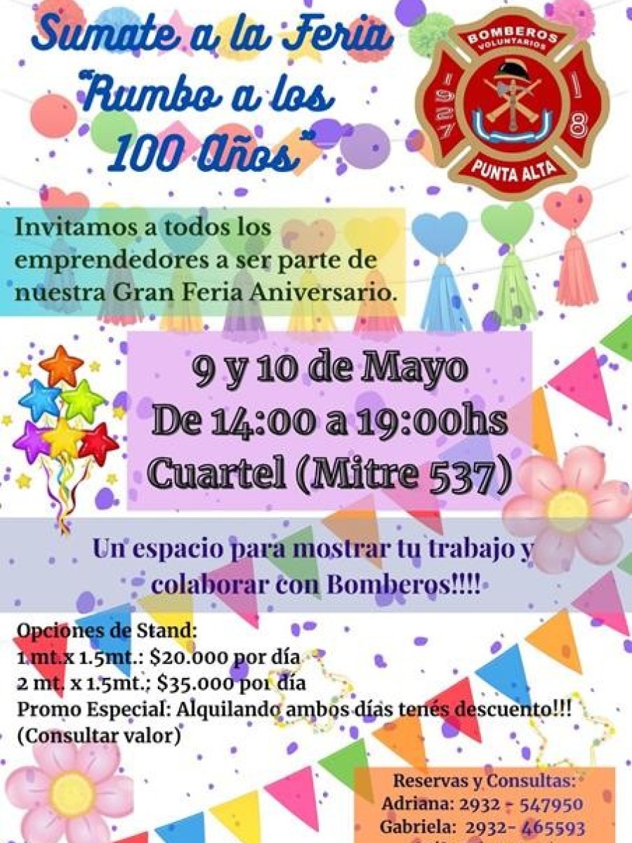 Feria de emprendedores por el centenario de Bomberos Voluntarios