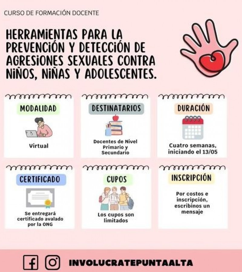 Curso de formaci&oacute;n docente sobre prevenci&oacute;n y detecci&oacute;n de agresiones sexuales contra ni&ntilde;os, ni&ntilde;as y adolescentes"