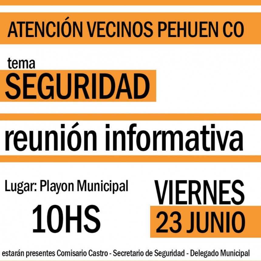 INSEGURIDAD EN PEHUEN: Se realizara reunion informativa por medidas a tomar debido a los diferentes hechos de inseguridad  