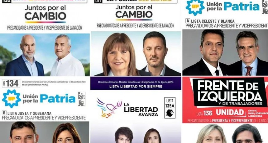 Boletas PASO 2023 para las elecciones a presidente de la Argentina