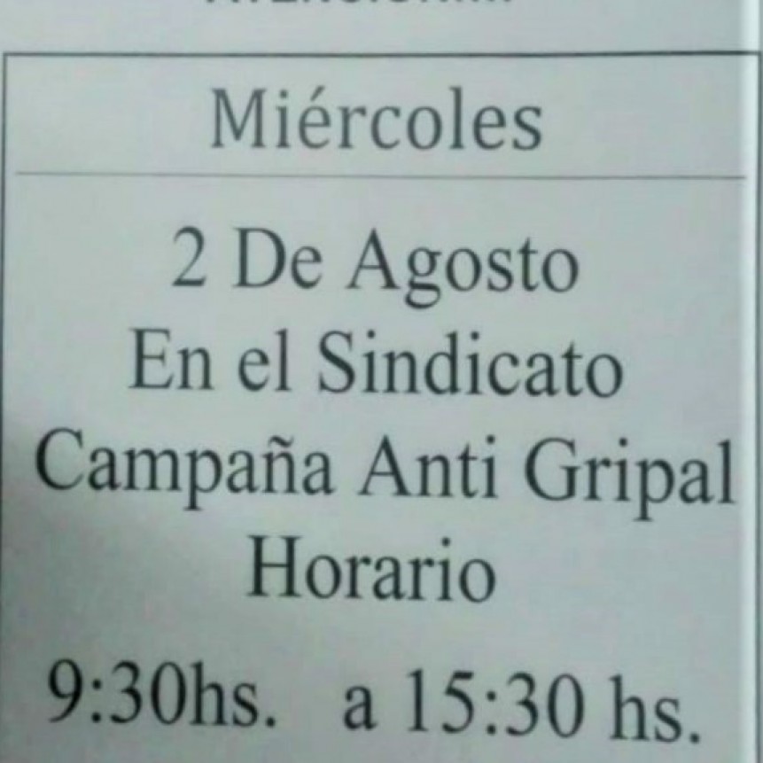 Jornada de Vacunacion Antigripal  en el Sindicato de trabajadores Municipales