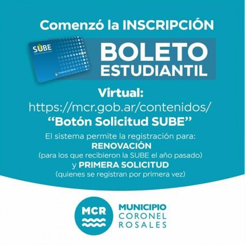 Sigue abierta la Inscripci&oacute;n para el Boleto Estudiantil