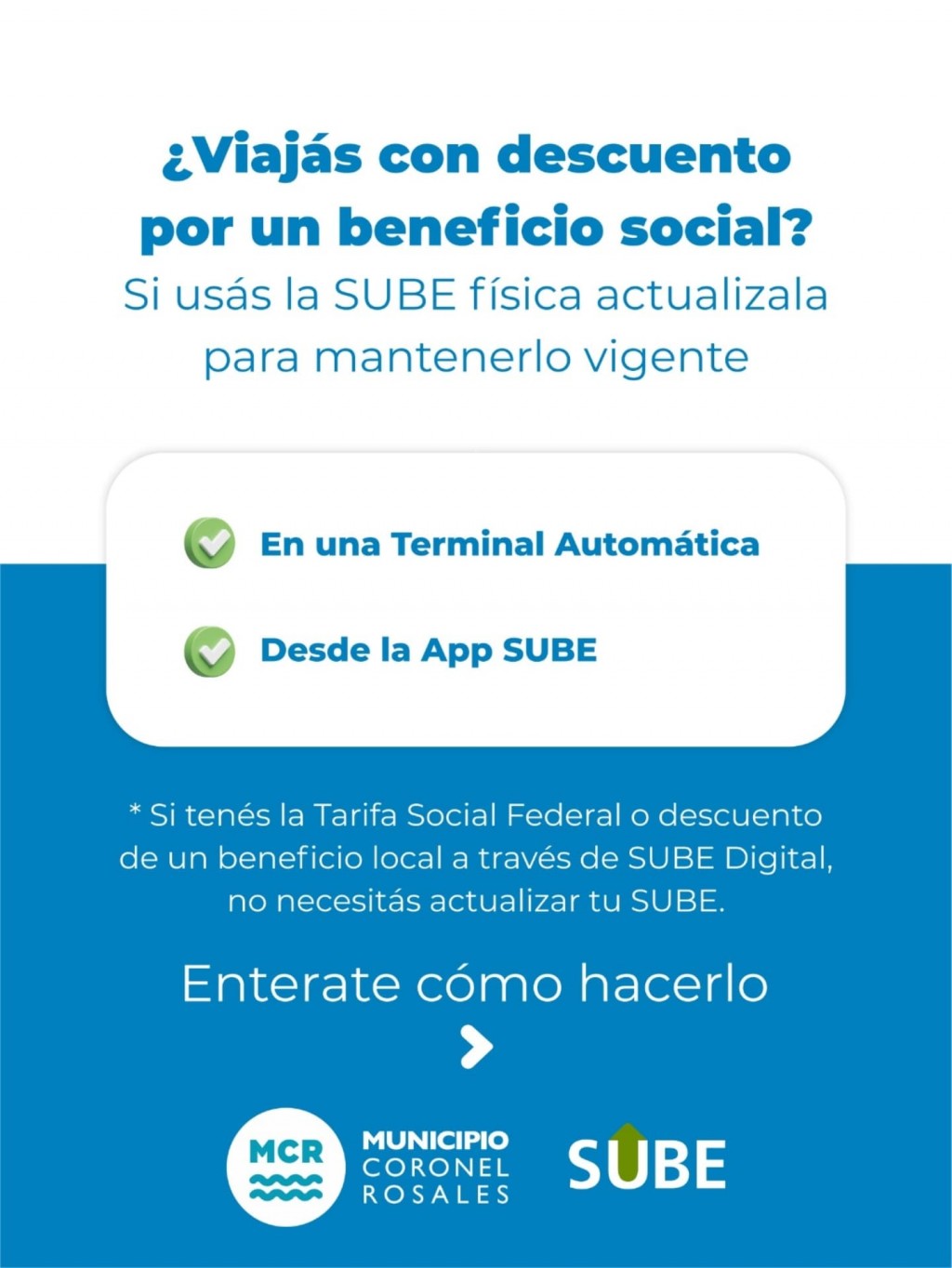 Actualizá tu SUBE y mantené tus descuentos locales