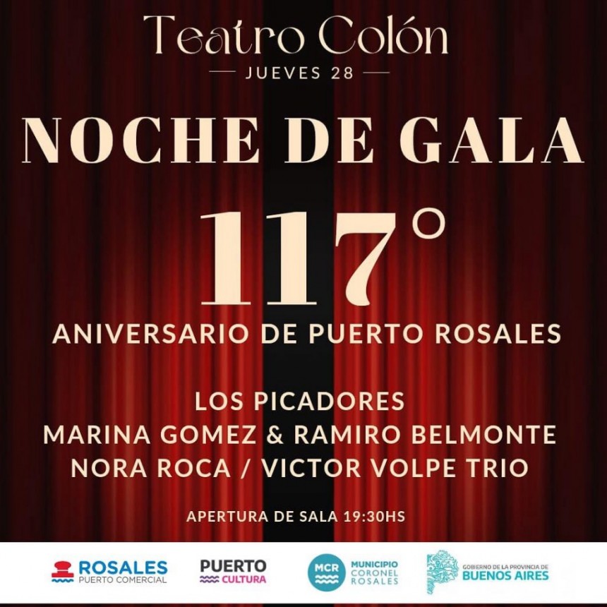 Puerto Rosales celebra su 117&deg; Aniversario con una Noche de Gala en el Teatro Col&oacute;n
