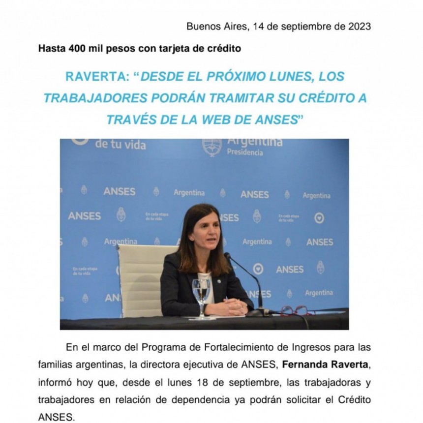 Anses: Creditos para la tercera Edad