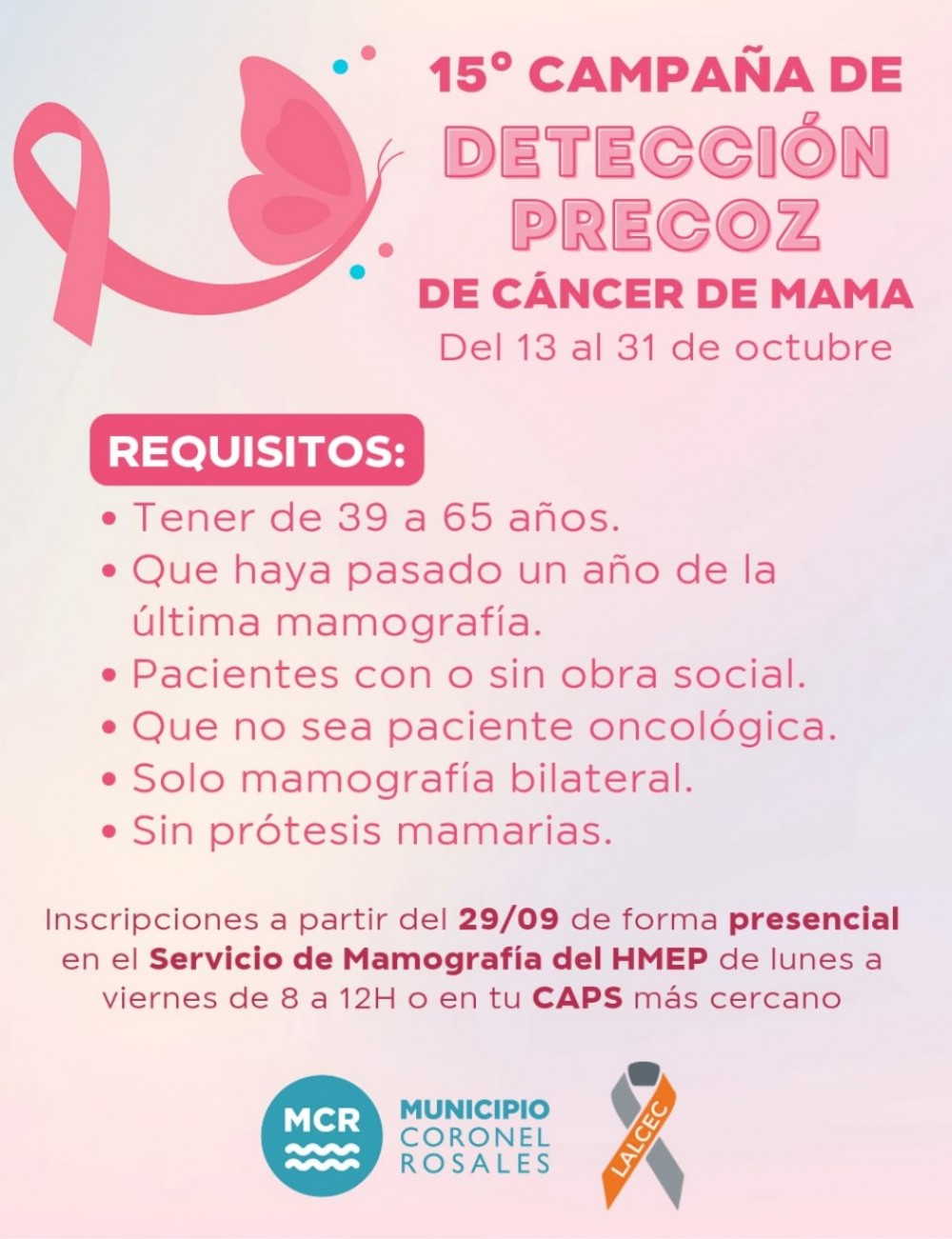 15&deg; Campa&ntilde;a de Detecci&oacute;n Precoz de C&aacute;ncer de Mama