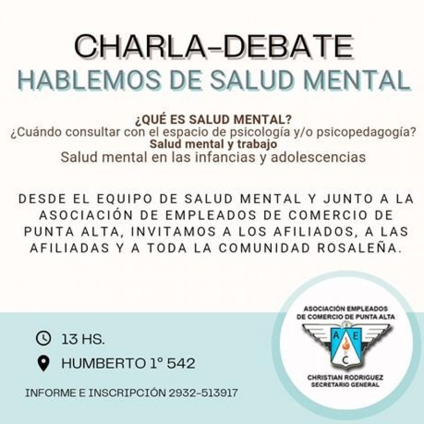 Charla &ndash; Debate Hablemos de Salud Mental en Empleados de Comercio