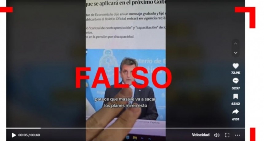 Es falso que Sergio Massa anunci&oacute; la eliminaci&oacute;n de los planes sociales
