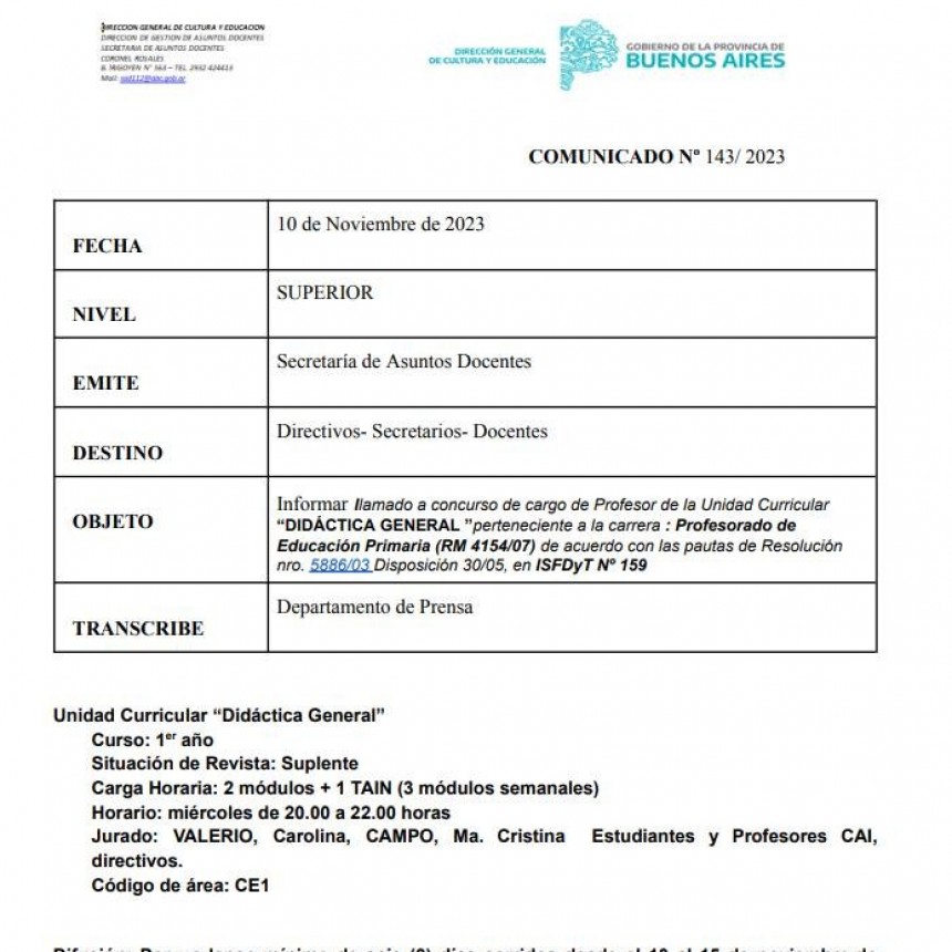 El SAD llama a concurso para cubrir cargo de profesor