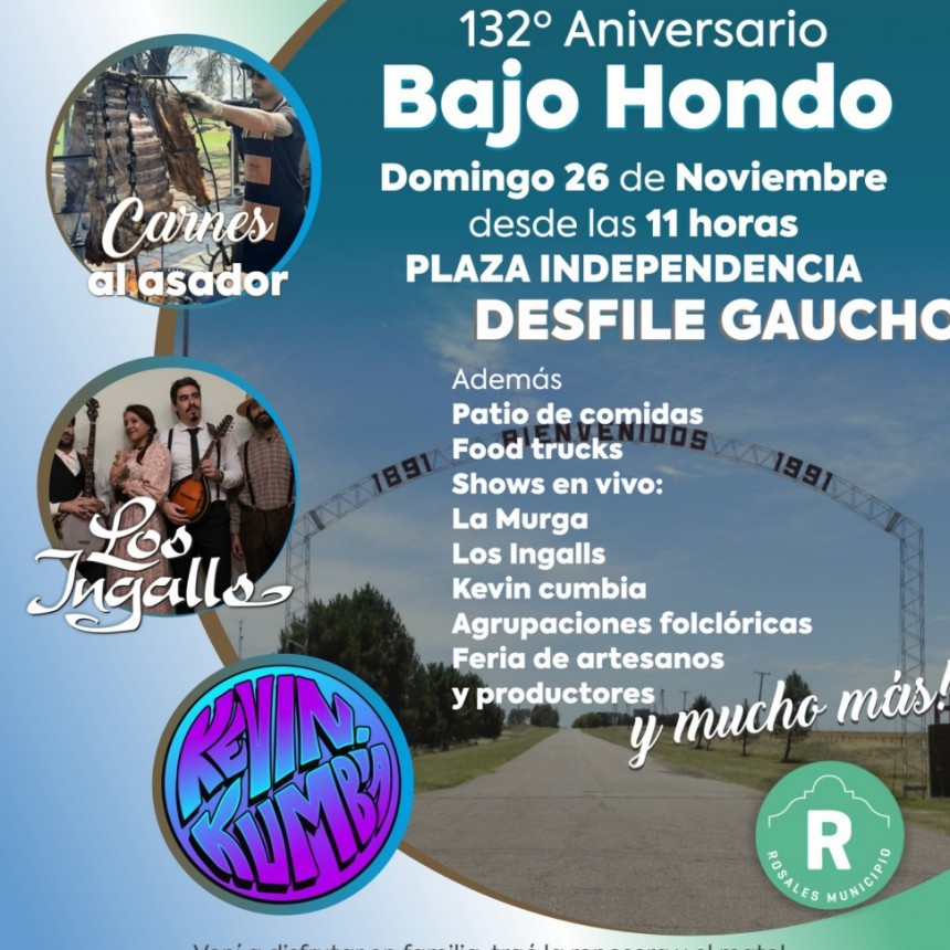 El domingo 26 Bajo Hondo celebrar&aacute; su 132&deg; aniversario con una gran fiesta 