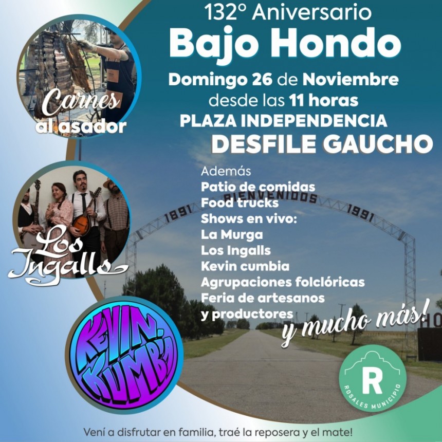 El domingo 26 Bajo Hondo celebrar&aacute; su 132&deg; aniversario con una gran fiesta 