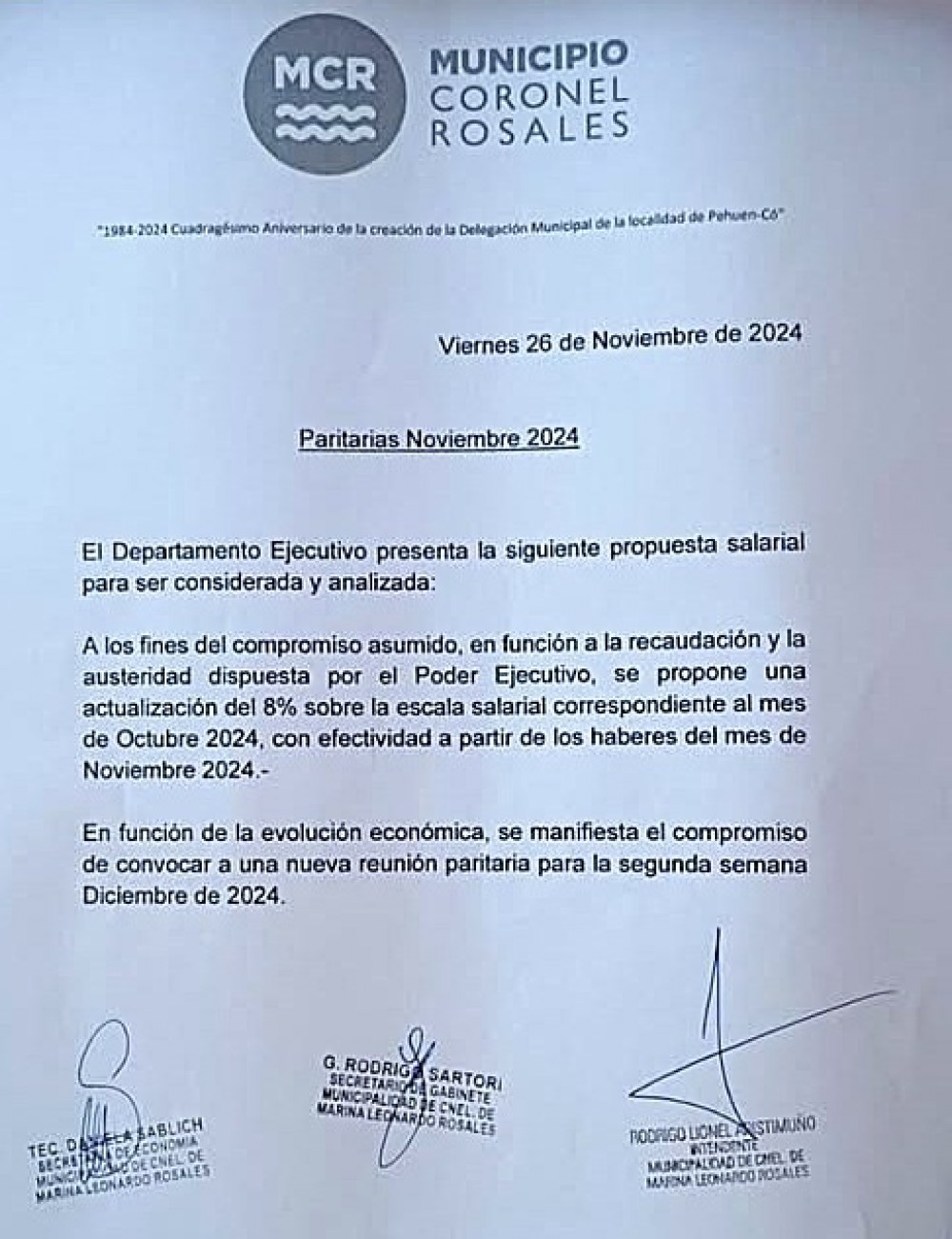 Paritarias: El Sindicato de trabajadores municipales nueva oferta del ejecutivo