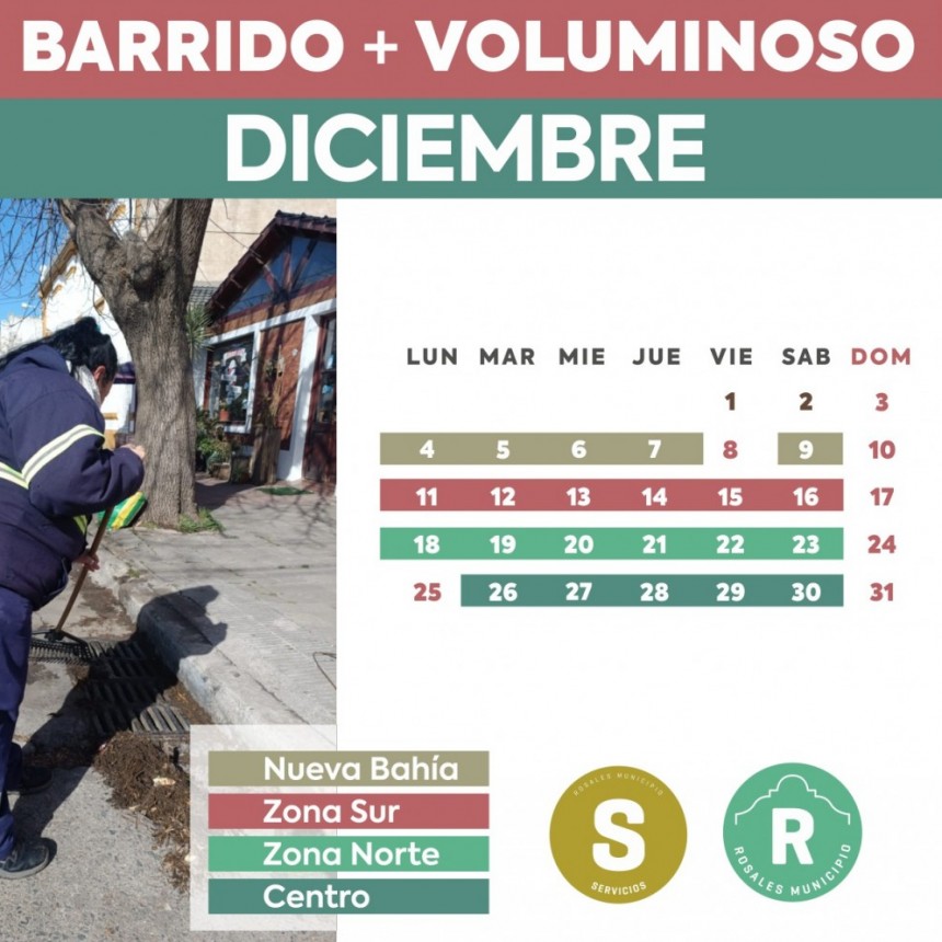 Inici&oacute; el cronograma de barrido y voluminosos del mes de diciembre 
